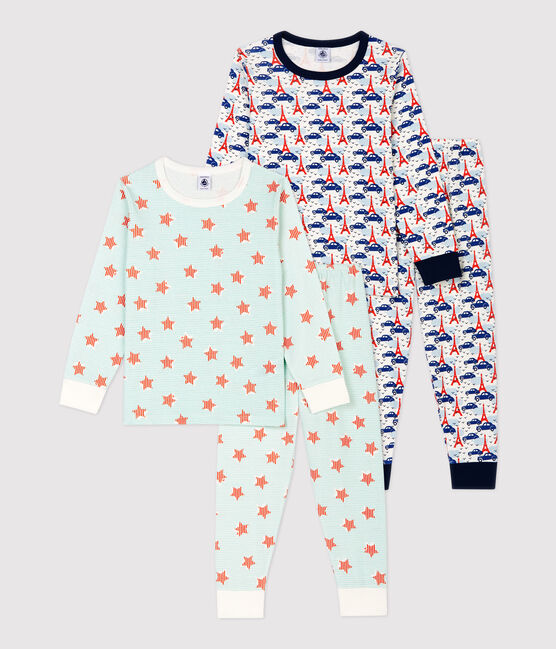 Juego de 2 pijamas de niño de algodón, uno con estampados de estrellas y otro de París variante 1
